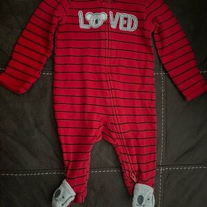 Carter's Red Striped Valentine’s Day Onesie